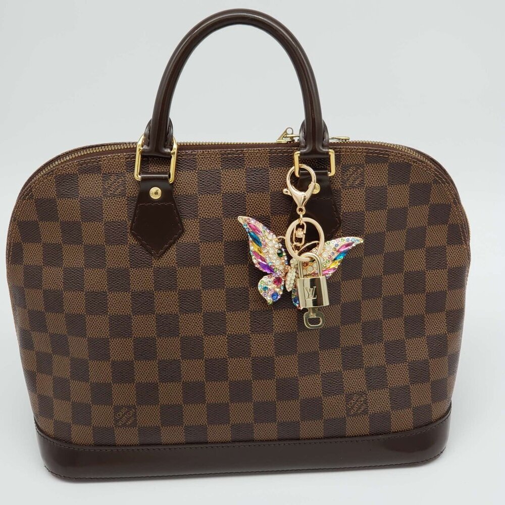 LV Gold Padlock & Key 🔒 Authentic Louis Vuitton Bag Unbranded Butterfly Charm - Picture 2 of 7